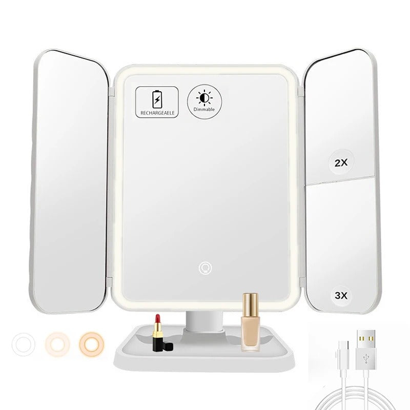 LED Tri-Fold Makeup Mirror